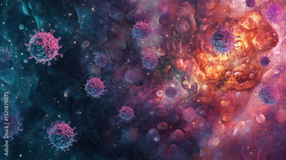 Immune cells forming wall around spreading virus, microbiology, and the symbolic protection concept in cellular scale Immune cells forming wall around spreading virus, microbiology, and the symbolic protection concept in cellular scale