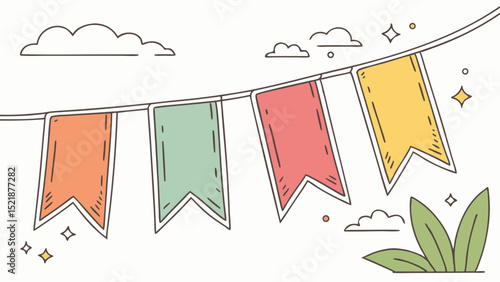 Colorful Bunting Flags Illustration Festive Party Decoration Design