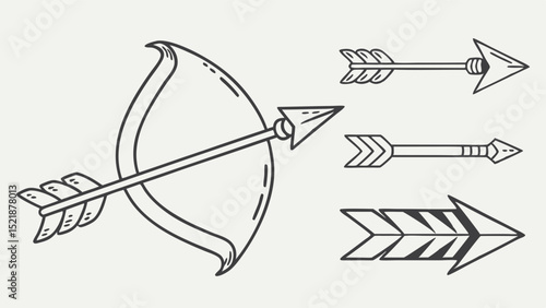 Hand-drawn Bow and Arrows Illustration  Vintage Archery Design Elements