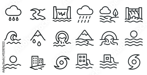 Natural disaster and weather icons for environmental design use