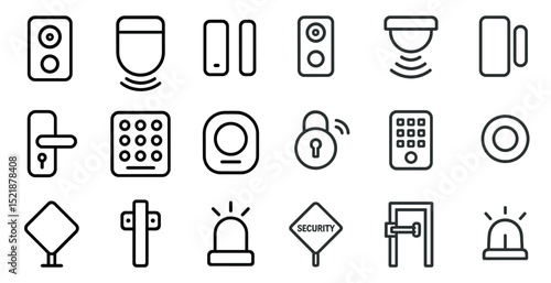Modern home security icons collection for smart safety solutions