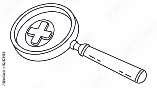 Magnifying Glass with Plus Sign Healthcare, Medicine, Research, and Diagnosis