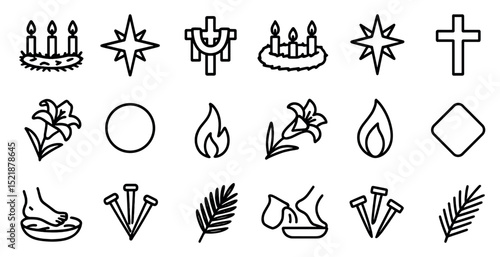 Religious symbols collection for easter and christianity themes