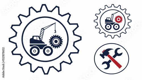 Industrial Machinery Repair Gear, Crane, and Maintenance Logo Design