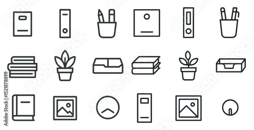 Minimalist office icons set for organizational and design projects