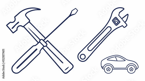 Car Repair Tools Hammer, Wrench, Screwdriver – Auto Maintenance Essentials