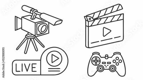 Live Streaming, Video Production, and Game Streaming Icons A Visual Guide