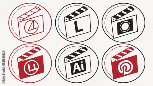 Filmmaking Clapperboard Icons A Collection of Customizable Designs