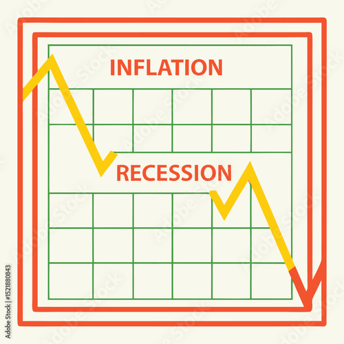 Financial chart showing economic downturn with inflation and recession indicators