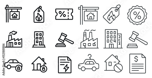 Real estate and legal icons for business and marketing design