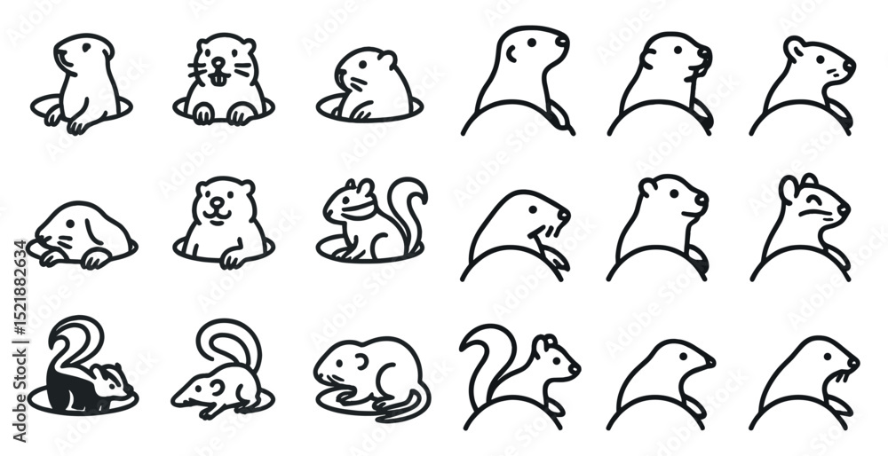 Adorable woodland animal icons for graphic design projects Adorable woodland animal icons for graphic design projects