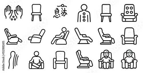 Relaxation and massage icons collection for wellness and health apps