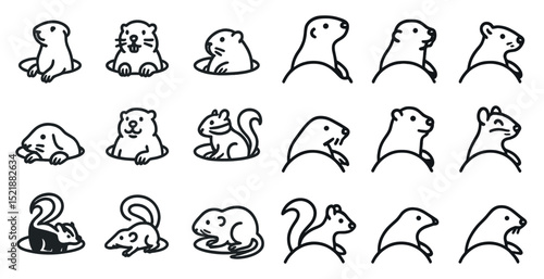 Adorable woodland animal icons for graphic design projects