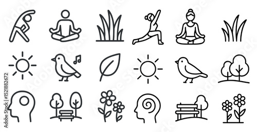 Mindful exercise and nature elements for relaxation and wellbeing design