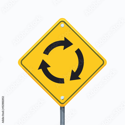 A modern flat vector of a roundabout sign for navigation or safety design