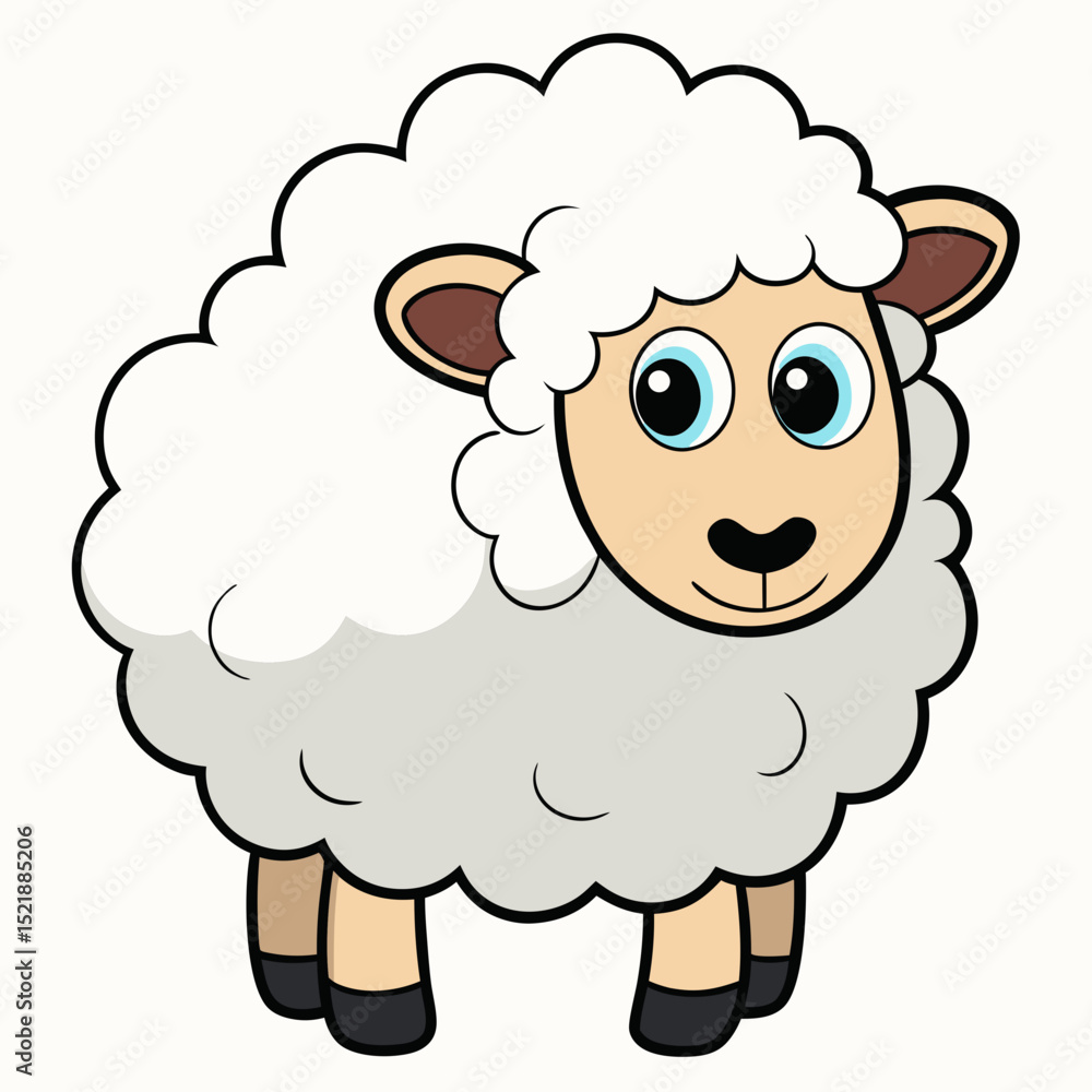 Adorable Cartoon Sheep with Fluffy White Wool Adorable Cartoon Sheep with Fluffy White Wool