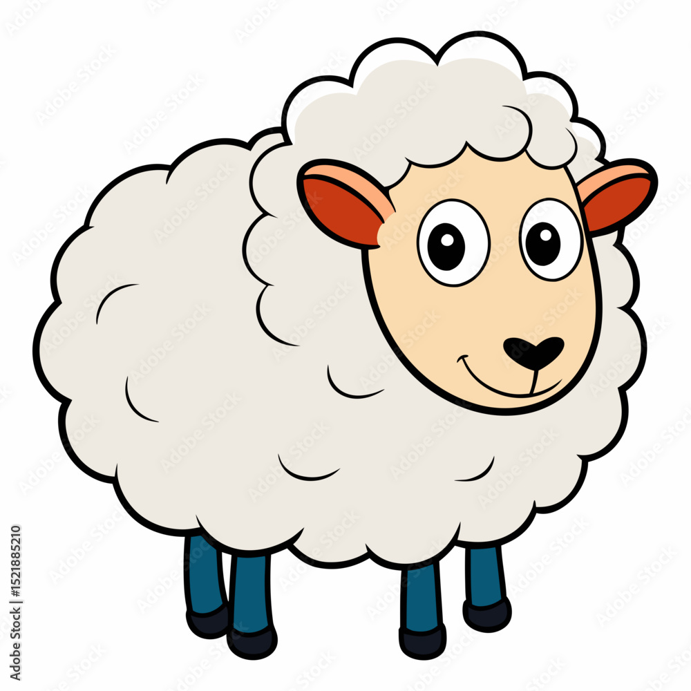 Adorable Cartoon Sheep with Fluffy White Wool Adorable Cartoon Sheep with Fluffy White Wool