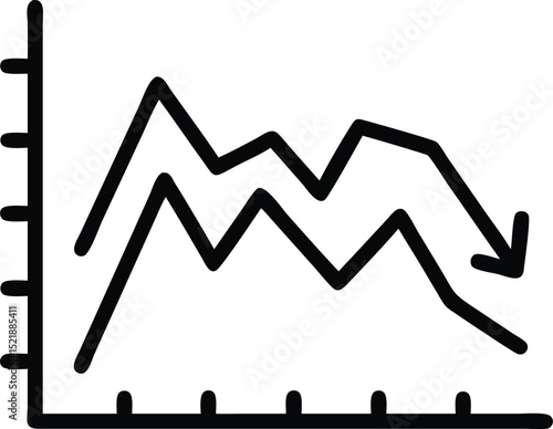 Minimal vector icon of a fluctuating price chart illustrating market trends