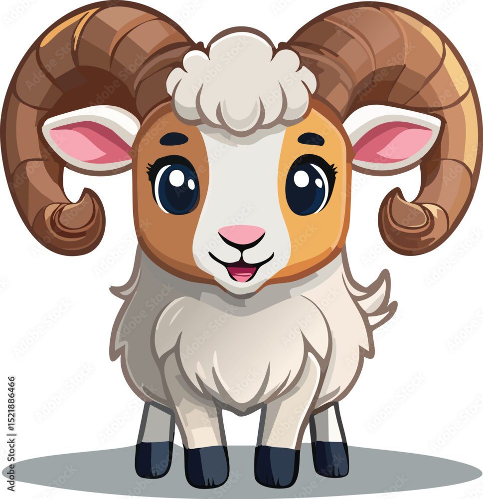 Smiling Sheep Ram Mascot – Animal Illustration for Kids Smiling Sheep Ram Mascot – Animal Illustration for Kids