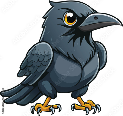 Vector Cartoon Raven or Crow Illustration