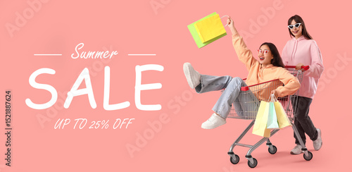Happy women with shopping c...