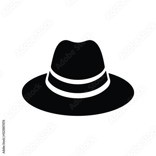 fashion hat black silhouette on white background