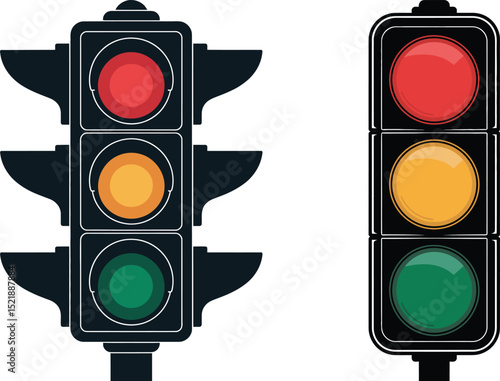 Traffic Light Signal Vector – Red Yellow Green Stoplight Illustration
