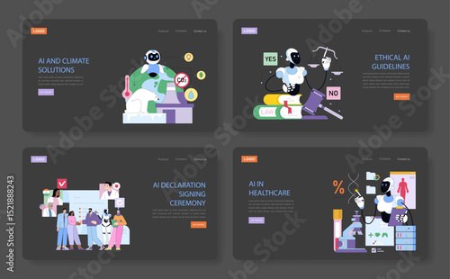 AI and Climate Solutions Vector Illustration