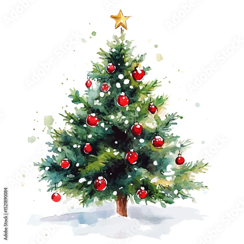 Christmas, watercolor vector, high quality, isolated on a white background.