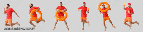 Set of jumping beach rescue...