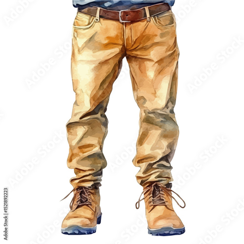 Chinos, watercolor painting vector, high quality, isolated on a white background.