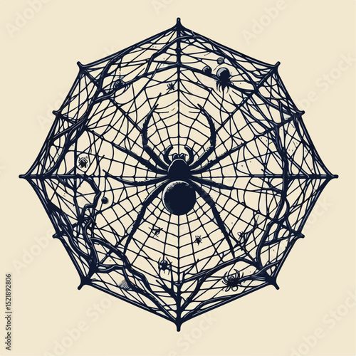 illustration of  a web with spider