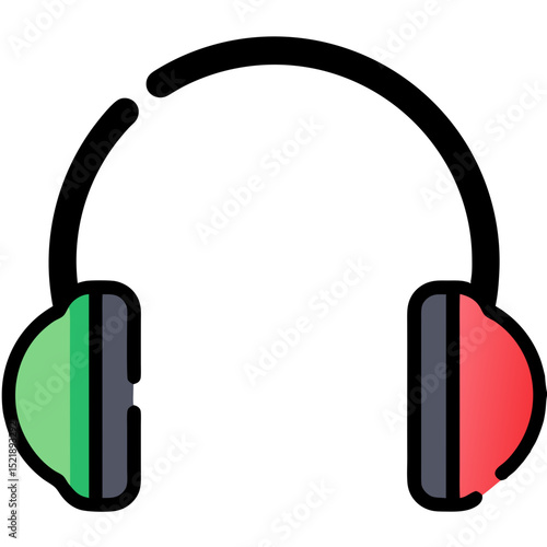 Headphones Play Music, Isolated, with icon design, vector illustration, audio equipment, listening experience, entertainment concept, colorful, minimalist style, modern design