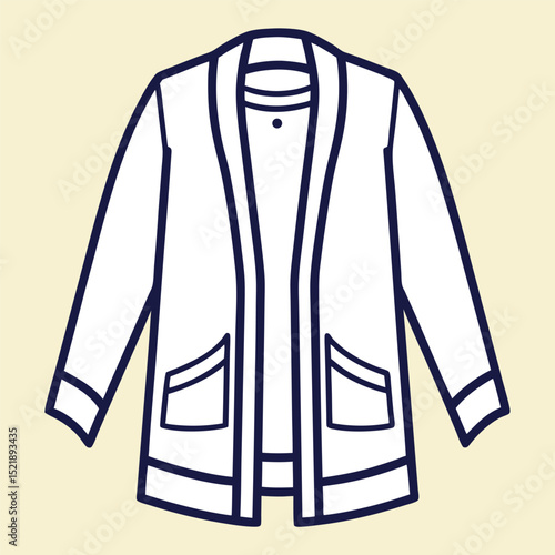 Stylish minimalist illustration of a modern open cardigan coat in vector format