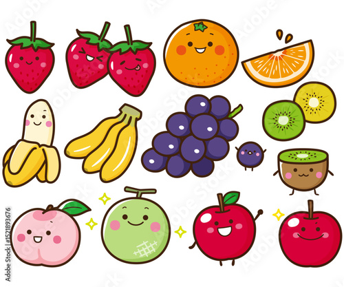 Editable Spring Fruit Clipart Bundle: Whimsical Berries, Citrus & Tropical Collection with Anthropomorphic Characters