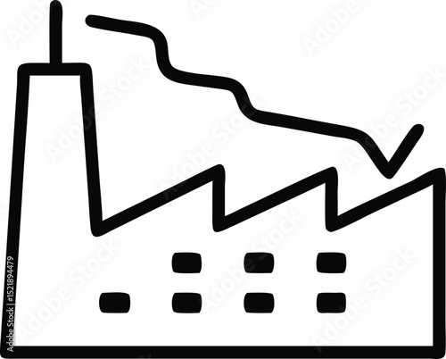 Vector line art icon of a closed factory illustrating economic downturn