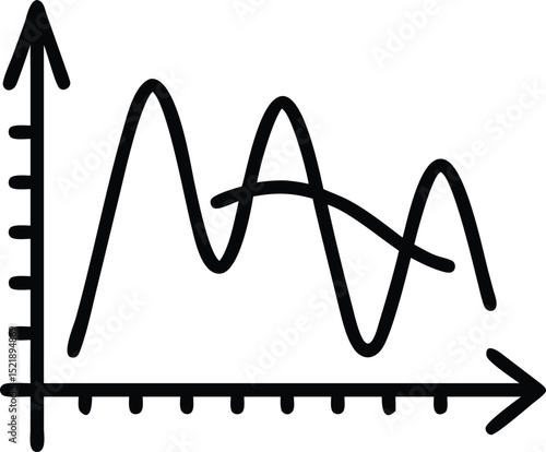 Abstract black silhouette of a thin line vector representing market volatility chart