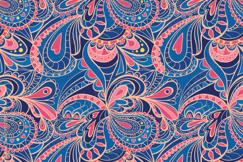 Abstract seamless paisley pattern for textiles, fabrics, souvenirs, packaging, greeting cards, wrapping paper, scrapbooking. Damask ornament. Arabesque print