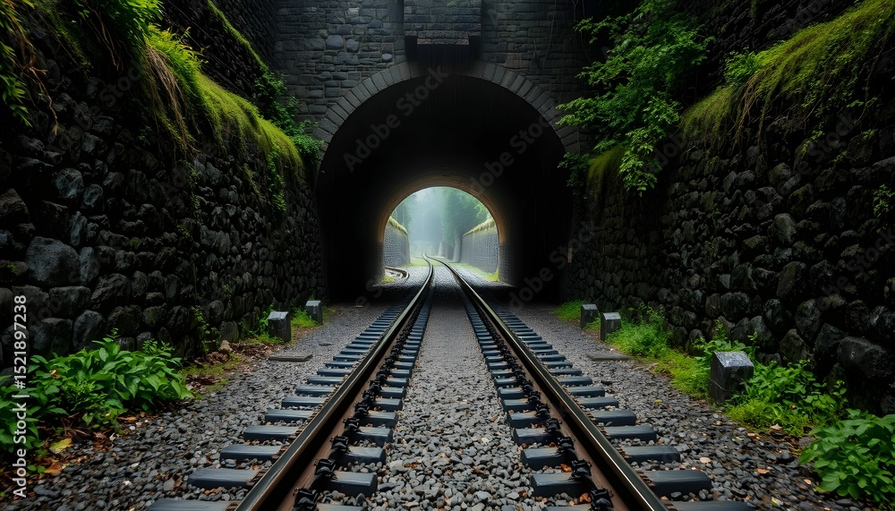 Obraz premium railway tunnel in the forest