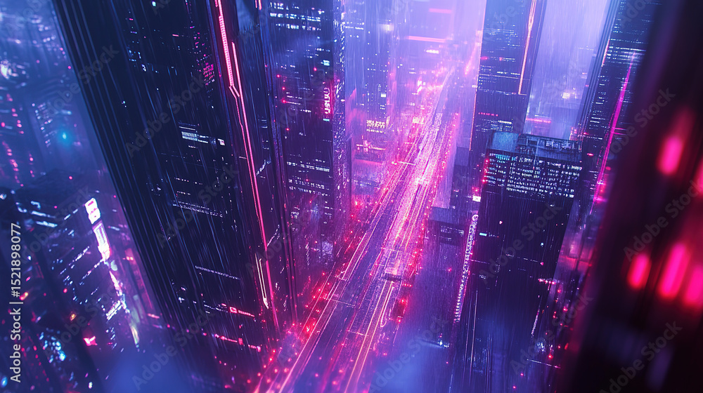 Fototapeta premium Futuristic business with artificial intelligence, blockchain, and augmented reality technology driving innovation, efficiency, and profitability through sleek minimalist design