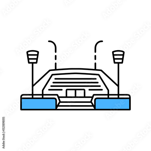 Stadium illustration with floodlights in minimalist style 