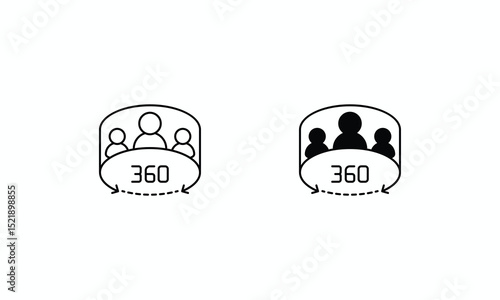 Vr Conference icons set Line and Glyph black vector icon stock illustration