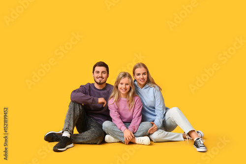 Happy family in stylish den...