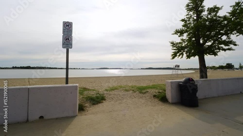 Ground-Level Approach to Pleasure Bay in South Boston on a Clear Day