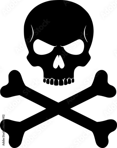 Skull and crossbones silhouette. Death symbol, danger or poison vector icon

