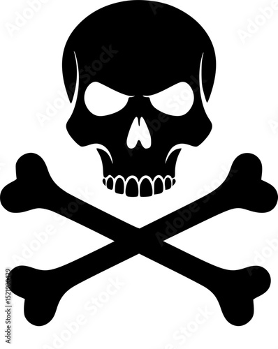 Skull and crossbones silhouette. Death symbol, danger or poison vector icon
