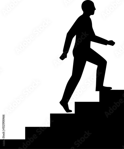 Walking up staircase or stairs icon silhouette and vector
