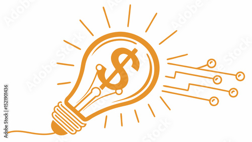 Illuminated Dollar Sign Idea Financial Innovation Concept