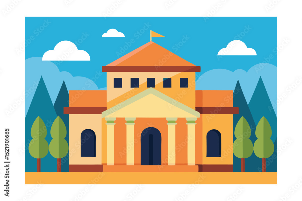 vector illustration of church in the morning vector illustration of church in the morning