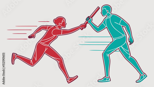Relay Race Dynamic Athletes Passing the Baton in Motion